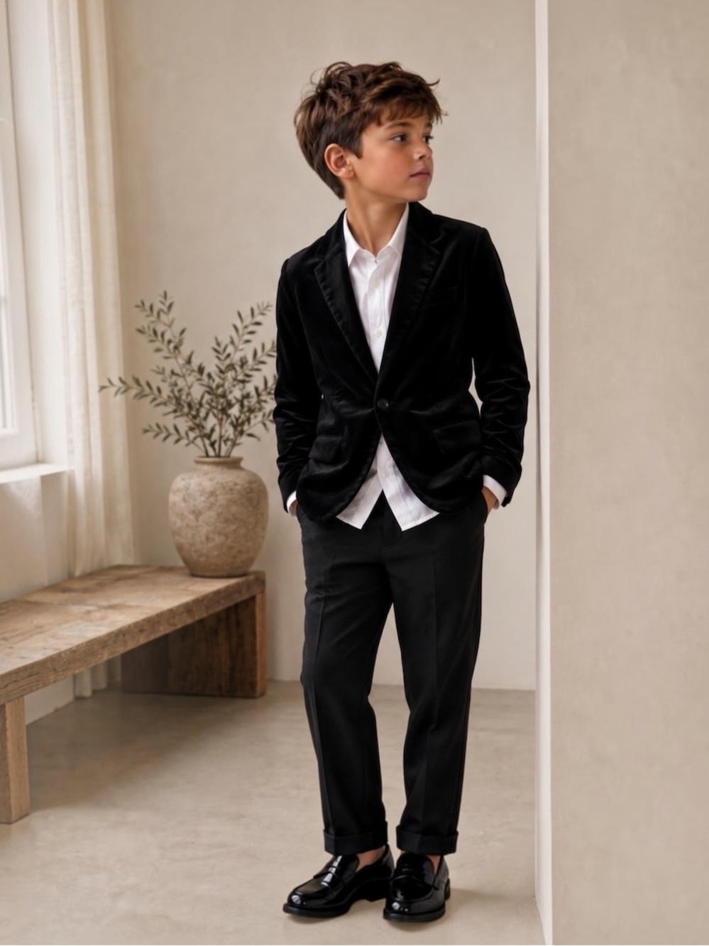Boys Cat & Jack Black Velvet Blazer Size 8